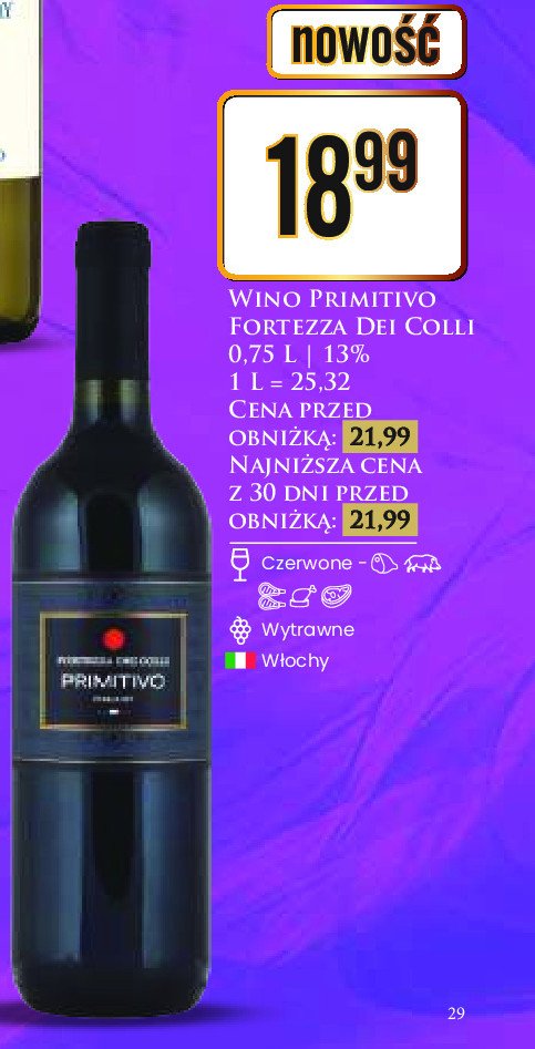 Wino Fortezza dei colli primitivo promocja