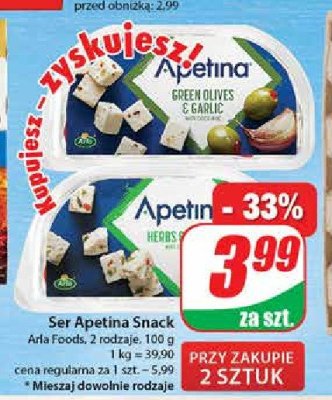Ser biały grenn olives garlic Arla apetina promocja