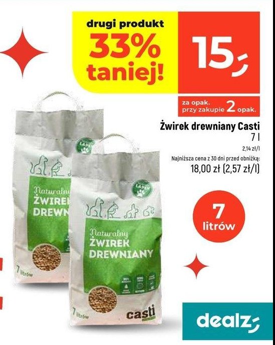 Żwirek drewniany dla kota Casti promocja