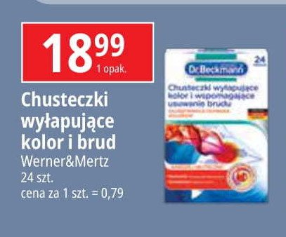 Chusteczki wyłapujące kolor i wspomagające usuwanie brudu Dr. beckmann promocja w Leclerc