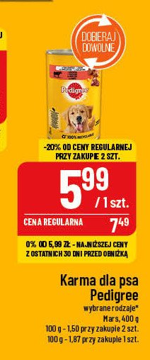 Karma dla psa wo艂owina w galaretce Pedigree promocja