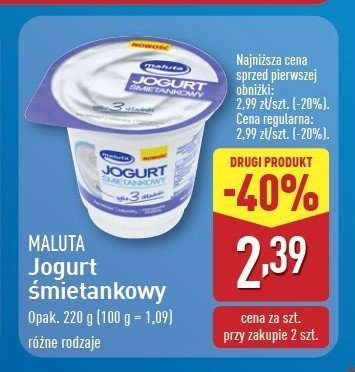 Jogurt śmietankowy Maluta promocja w Aldi