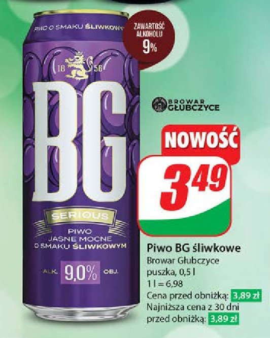 Piwo śliwkowe BG SERIOUS promocja w Dino