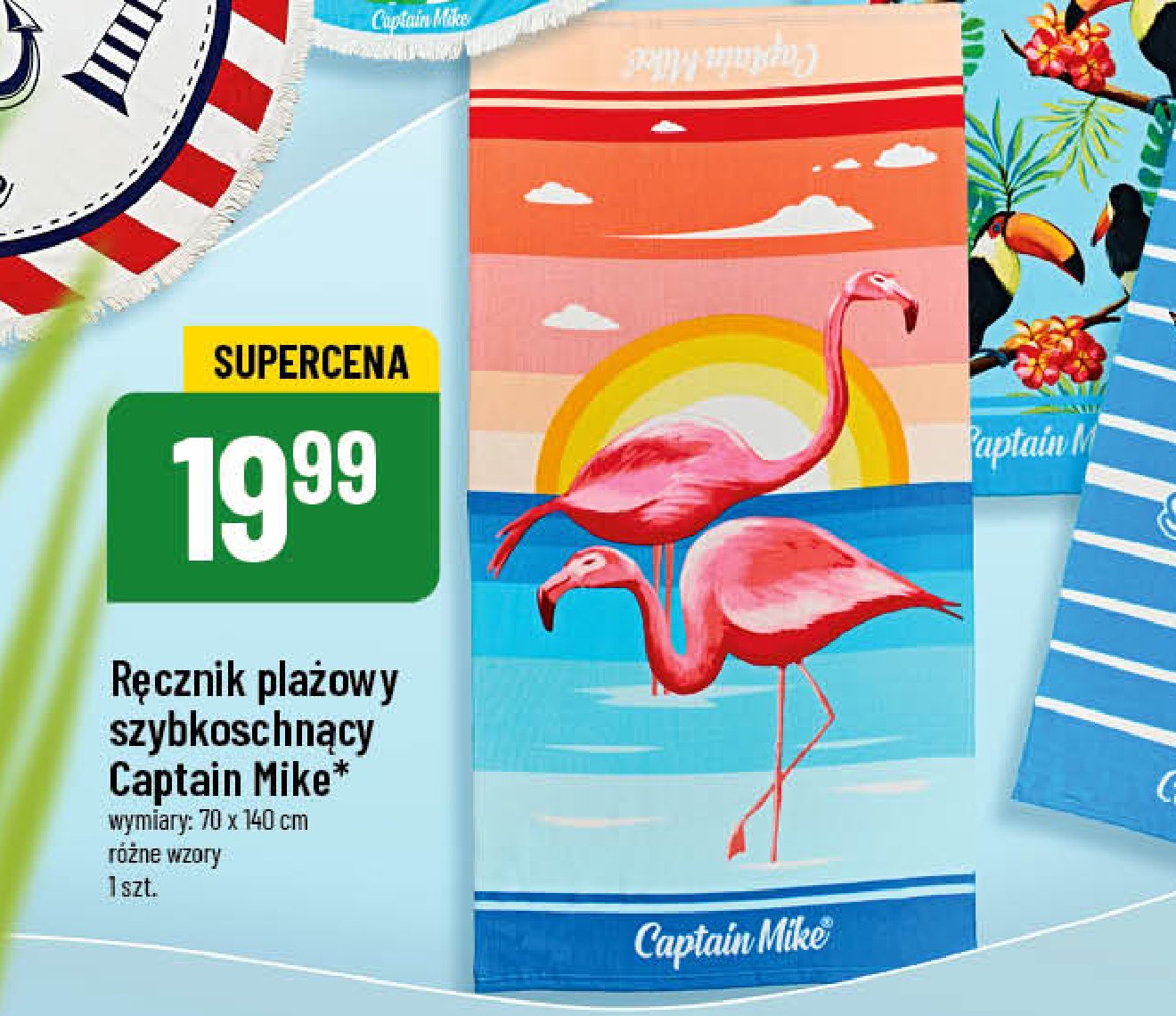 Ręcznik plażowy 70 x 140 cm Captain mike promocja