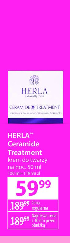 Krem do twarzy ceramide treatment na noc HERLA NATURALLY RICH promocja