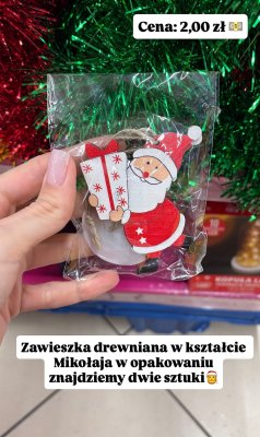Zawieszka drewniana Mikołaj promocja w Dino