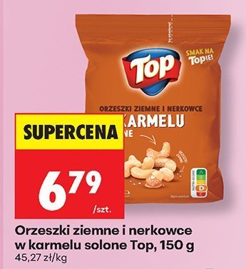 Orzeszki ziemne i nerkowce w karmelu solone Top, 150 g promocja w Biedronka