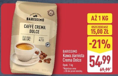 Kawa ziarnista Crema Dolce Barissimo promocja w Aldi