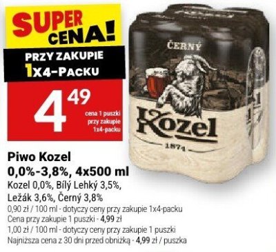 Piwo Kozel 0,0%-3,8% promocja w Twój Market