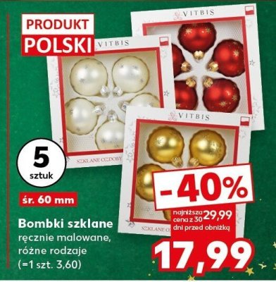 Bombki szklane ręcznie malowane różne rodzaje  promocja w Kaufland