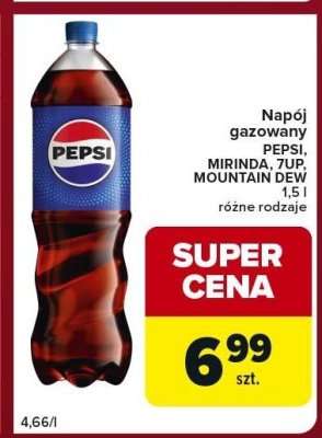 Napój gazowany PEPSI, MIRINDA, 7UP, MOUNTAIN DEW promocja w Globi