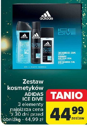 Zestaw w pudełku ice dive żel pod prysznic 250 ml + dezodorant 150 ml + dezodorant w szkle 75 ml ADIDAS ZESTAW Adidas cosmetics promocja w Carrefour