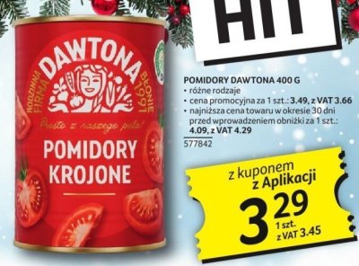 Pomidory krojone Dawtona 400 g różne rodzaje promocja w Selgros