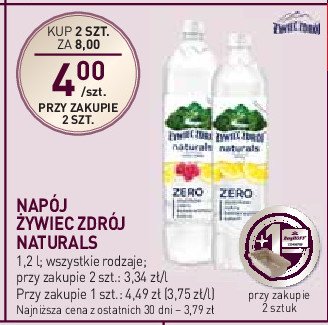 Woda z nutą cytryny ŻYWIEC ZDRÓJ NATURALS promocja