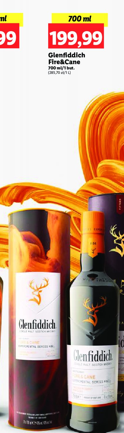 Whisky GLENFIDDICH FIRE & CANE promocja w Lidl