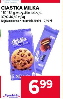 Ciastka z kawałkami czekolady Milka xl cookies promocja w Stokrotka