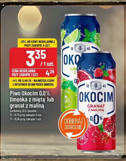 Piwo Okocim limonka z miętą 0% promocja