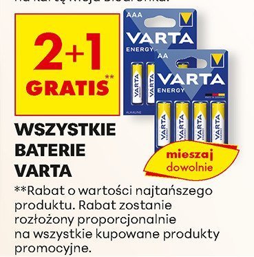 Wszystkie baterie VARTA 2+1 gratis promocja w Biedronka