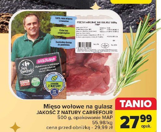 Wołowina na gulasz Carrefour targ świeżości promocja w Carrefour Market