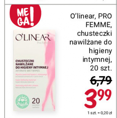 Chusteczki do higieny intymnej O'linear pro femme promocja