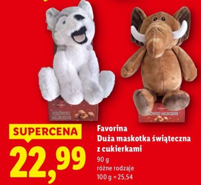 Maskotka świąteczna z cukierkami duża różne rodzaje promocja w Lidl