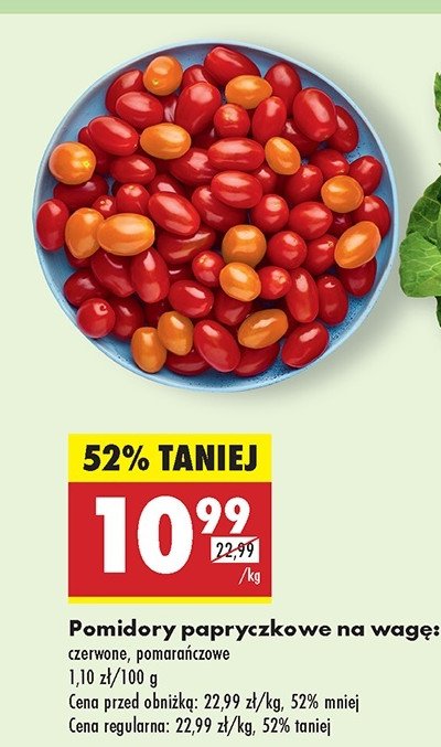 Pomidory papryczkowe pomarańczowe promocja w Biedronka