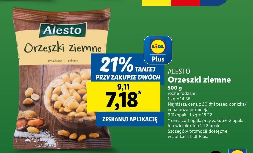 Orzeszki ziemne prażone solone Alesto promocja