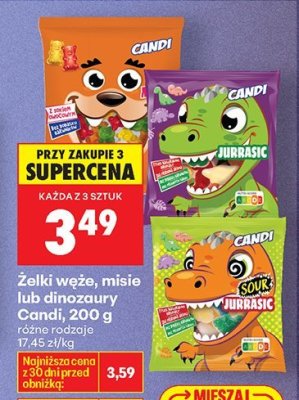 Żelki węże, misie lub dinozaury Candi, 200 g promocja w Biedronka