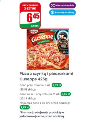 Pizza z szynką i pieczarkami Guseppe promocja w Dino