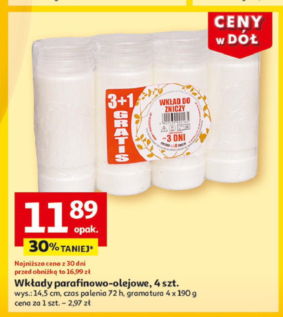 Wkłady parafinowo-olejowe 3 dni promocja w Auchan