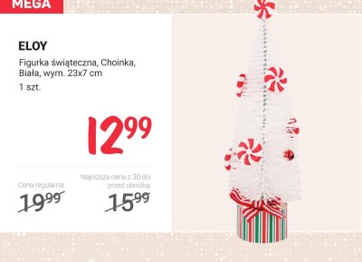 Figurka świąteczna Choinka Biała promocja w Rossmann