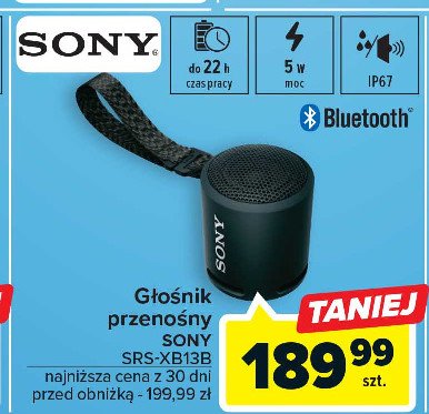 Głośnik srs-xb13 czarny Sony promocja