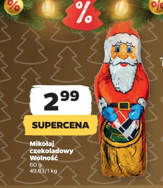 Mikołaj z czekolady Wolność promocja w Netto