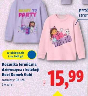 Koszulka termiczna dziewczęca z kolekcji Koci Domek Gabi promocja w Lidl