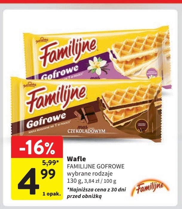 Wafelki gofrowe z musem waniliowym Jutrzenka familijne promocja