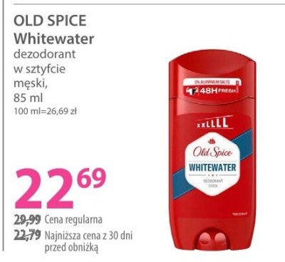Dezodorant OLD SPICE Whitewater dezodorant w sztyfcie męski, 85 ml promocja w Hebe