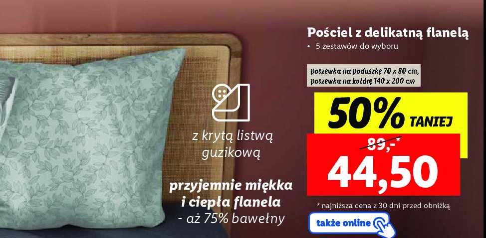 Komplet po艣cieli flanela 140 x 200 + 1 x 70 x 80 cm promocja