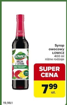 Syrop owocowy ŁOWICZ różne rodzaje promocja w Carrefour Express