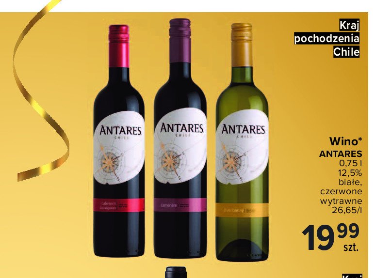 Wino czerwone wytrawne Antares carmenere promocja