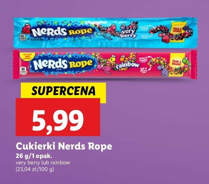 Cukierki very berry Nerds rope promocja w Lidl