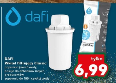 Wkład filtrujący Classic poprawia jakość wody, pasuje do dzbanków innych producentów, zapewnia do 150 l czystej wody Dafi promocja w Kaufland