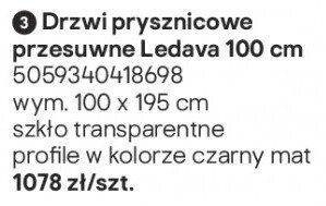 Drzwi prysznicowe przesuwne Ledava 100 cm promocja w Castorama