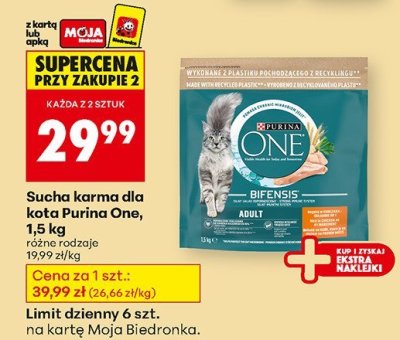 Sucha karma dla kota Purina One, 1,5 kg promocja w Biedronka