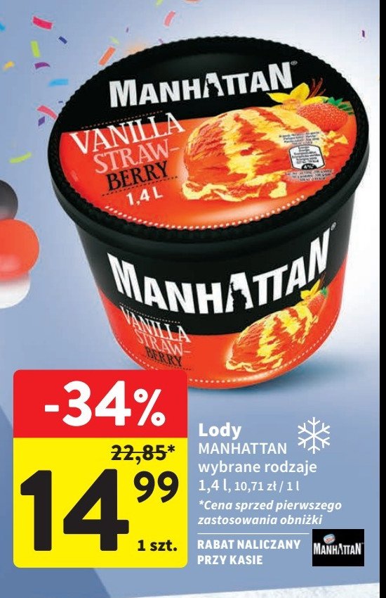 Lody Manhattan strawberry & vanilla promocja