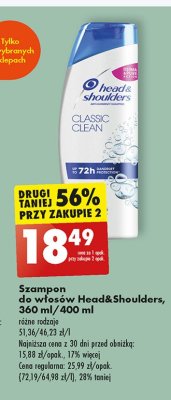 Szampon do włosów classic clean Head&shoulders promocja