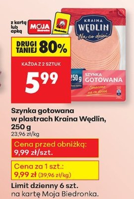 Szynka gotowana w plastrach  promocja w Biedronka
