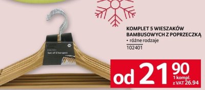 Komplet 5 wieszaków bambusowych z poprzeczką, różne rodzaje promocja w Selgros