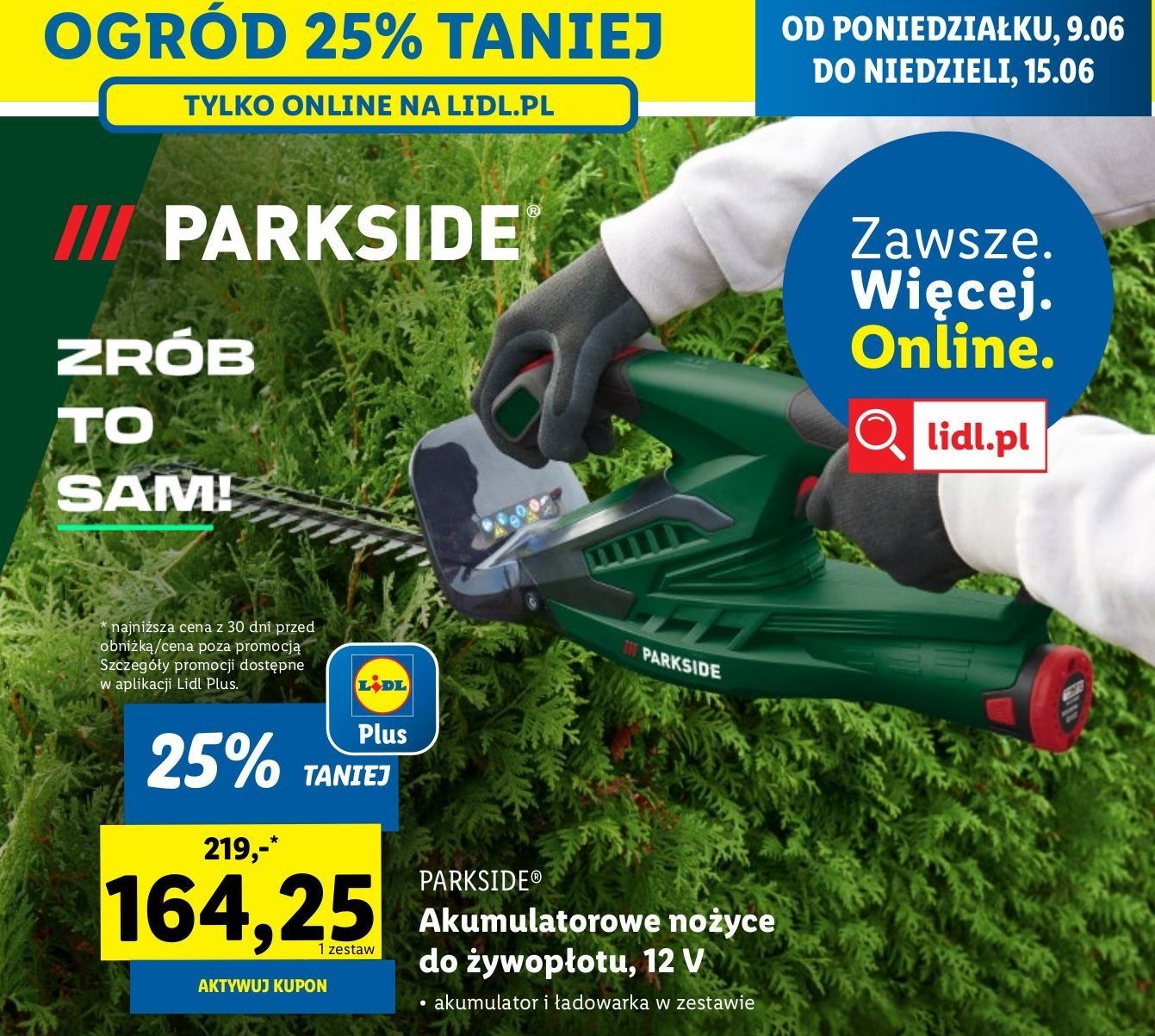 Nożyce do żywopłotu akumulatorowe 12 v Parkside promocja