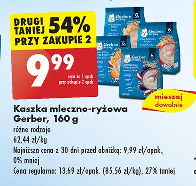 Kaszka bezmleczna ryżowa jabłko śliwka Gerber natural for baby promocja