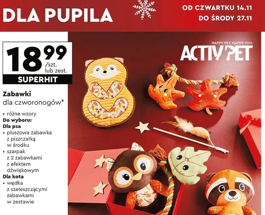 Zabawka dla kota wędka Activ pet promocja w Biedronka